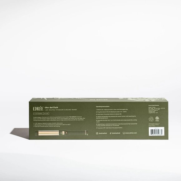 NEW  Edrée The Delilah 1.25" Barrel Curling Iron Wand in Olive Green - Picture 4 of 4